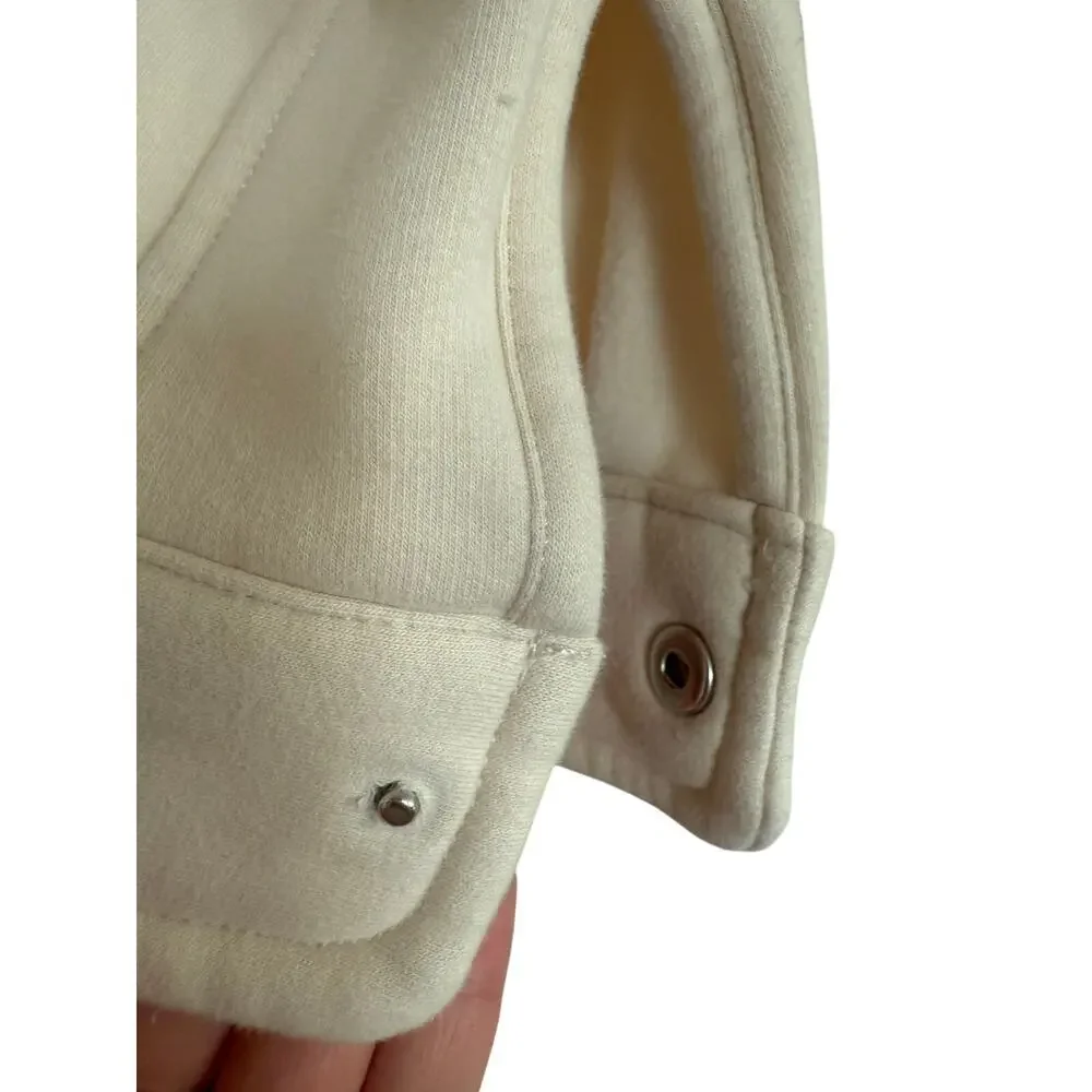 Athleta Girl Cream Fleece Lined Snap Button Down Shacket Medium Athleisure Basic